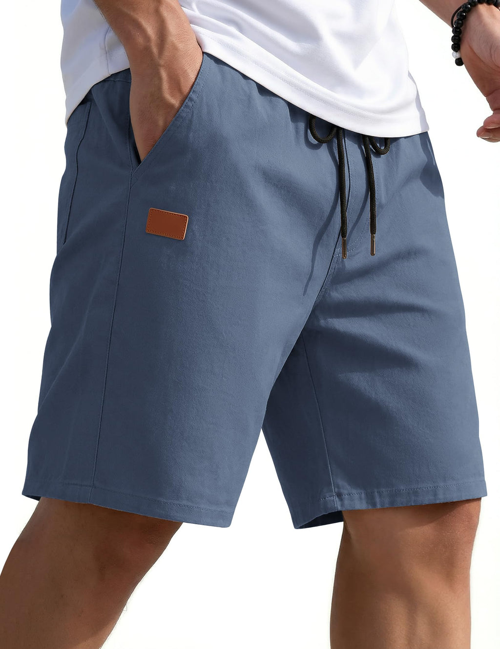 COOFANDY Mens Casual Shorts 9" Chino Cotton Shorts Summer Beach Drawstring Shorts with Pockets