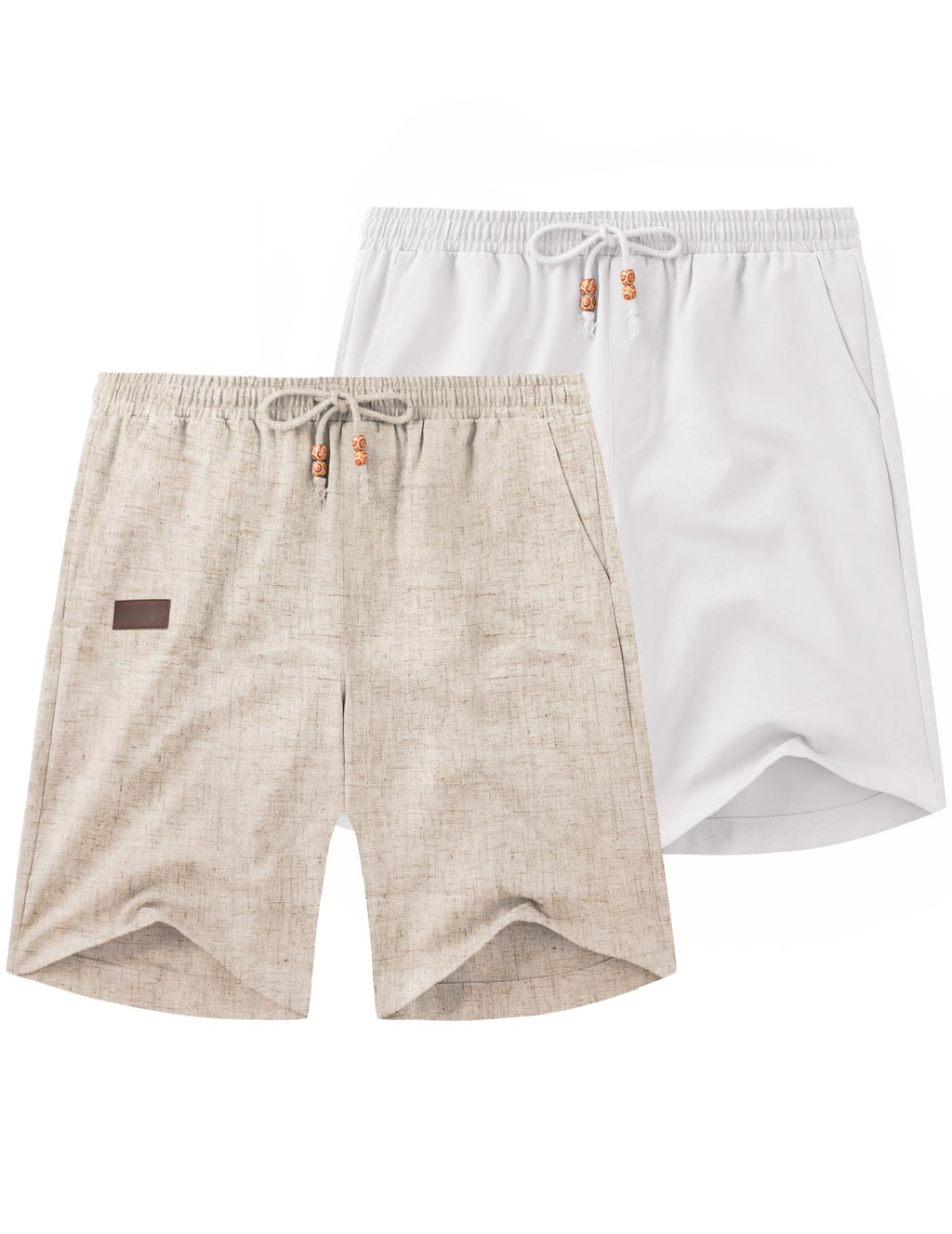 COOFANDY Mens Casual Linen Shorts Elastic Waist Drawstring Loose Fit Summer Beach Vacation Shorts with Pockets