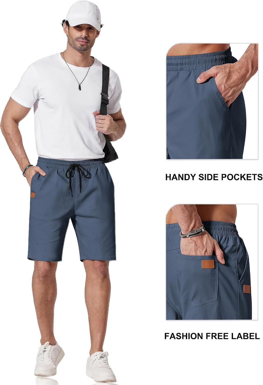 COOFANDY Mens Casual Shorts 9" Chino Cotton Shorts Summer Beach Drawstring Shorts with Pockets