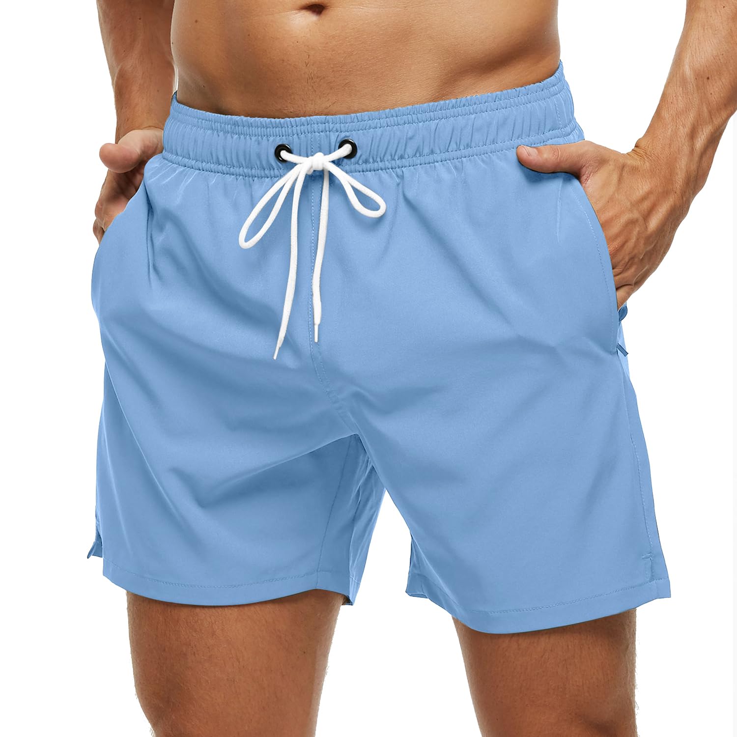 SILKWORLD Men's Swim Trunks Quick Dry Beach Shorts with Pockets | mesh lining, dry fast, adjustable waist, side pockets, comfort,well made,swimming,beach shorts, water sports,vacation trips