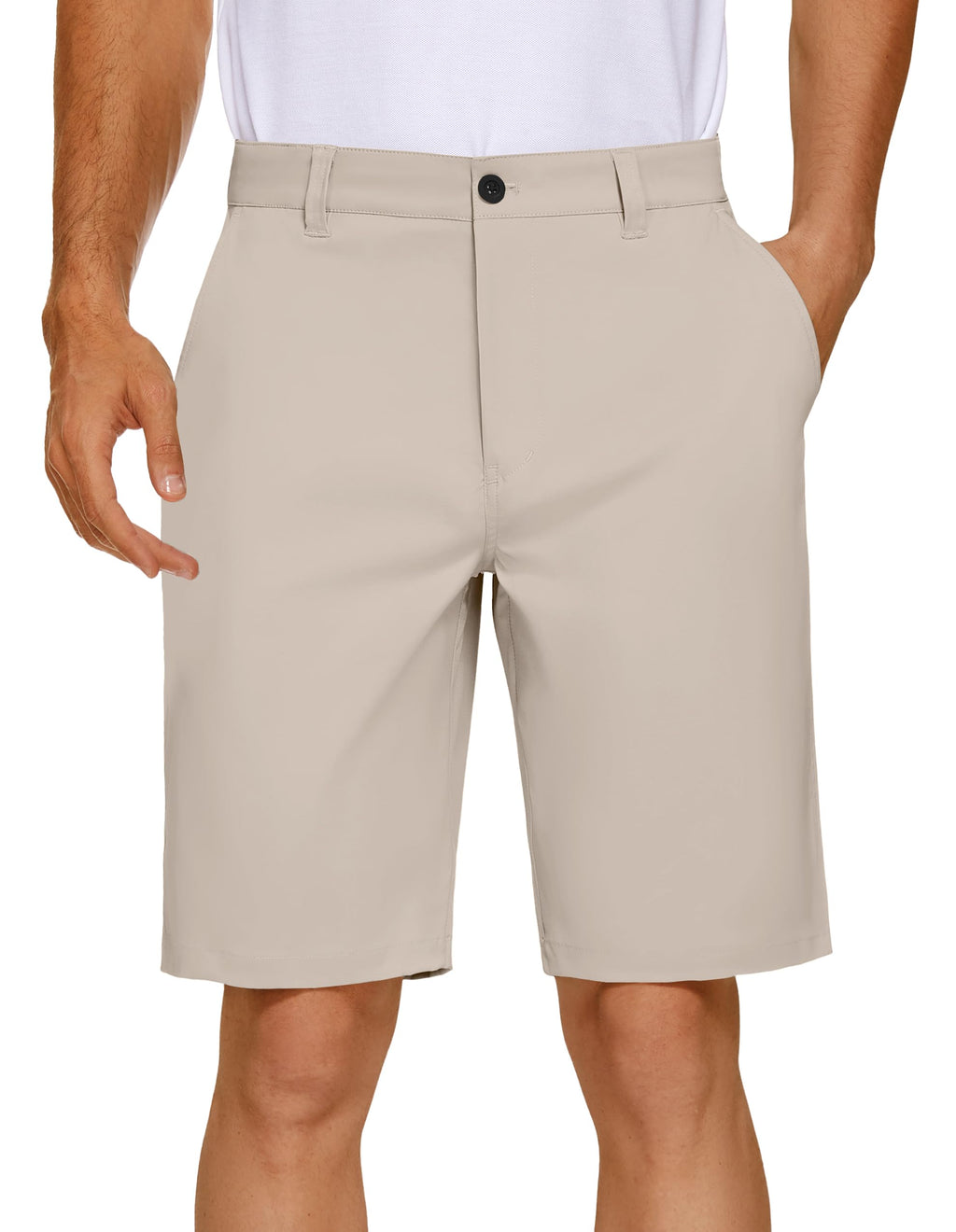PULI Men's Golf Dress Shorts Flat Front Hybrid 7 Inch Lightweight Quick Dry Chino Casual with Pockets