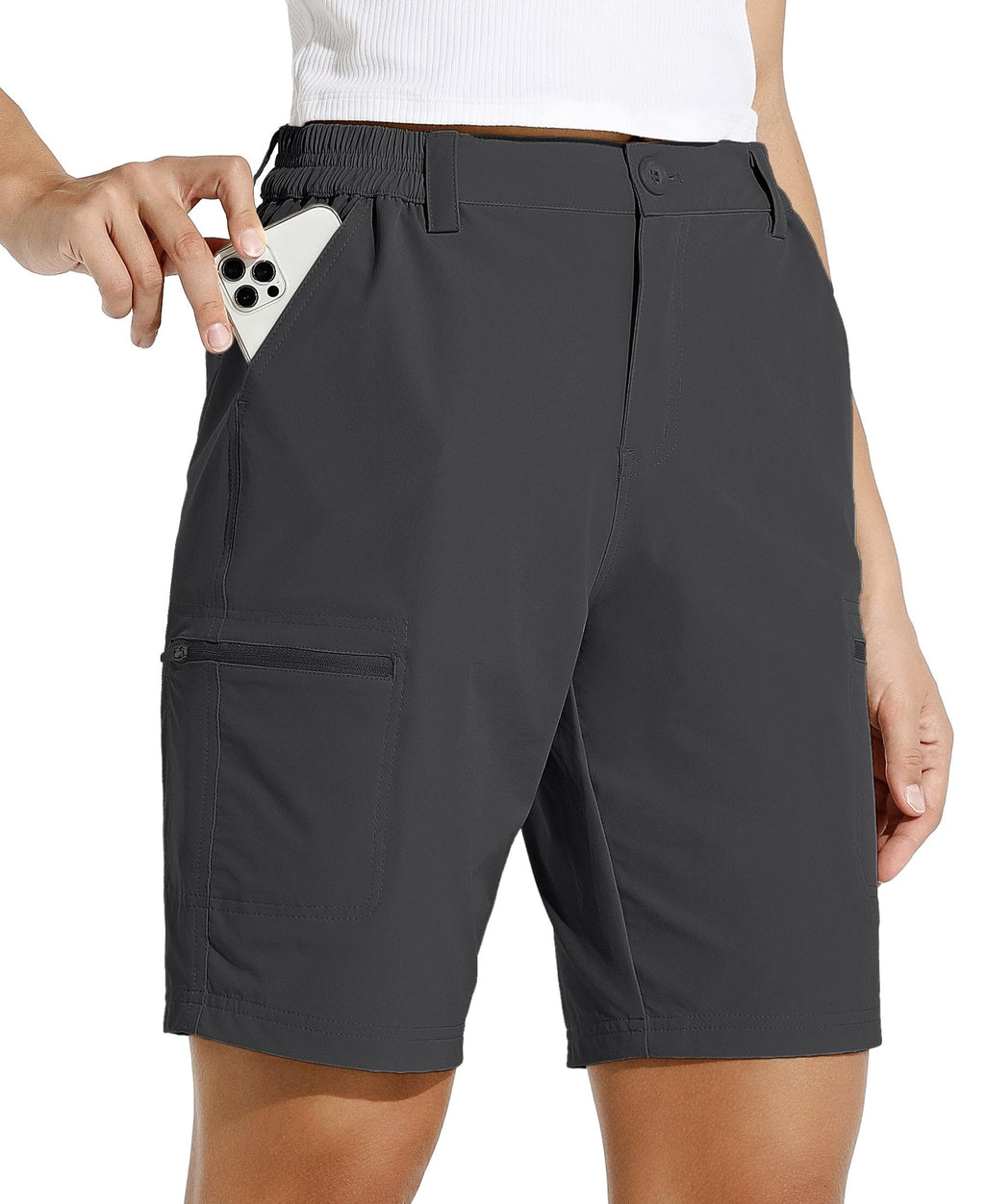 Willit Women's 10" Hiking Cargo Shorts Stretch Golf Active Long Quick Dry Outdoor Summer Shorts