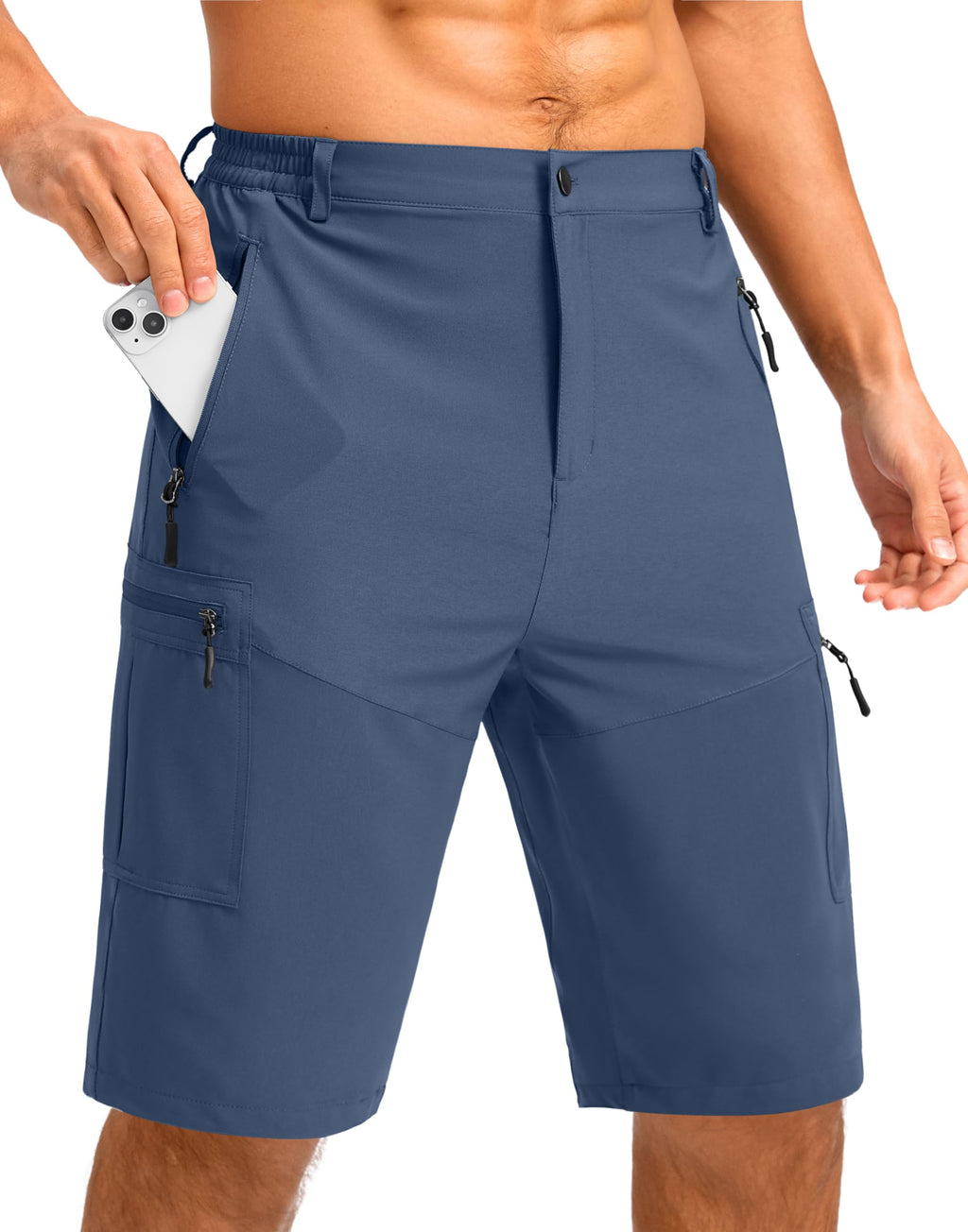 Pudolla Men's Hiking Cargo Shorts 9"/7"/11" Lightweight Outdoor Shorts for Men Trip Golf Camping Casual with 5 Zipper Pockets