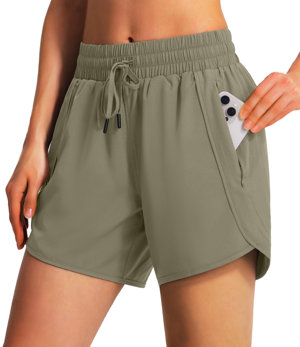 Ksmien Women's 5"/ 7" Athletic Running Shorts Quick Dry Lightweight Workout Gym Shorts with Zipper Pockets UPF 50+