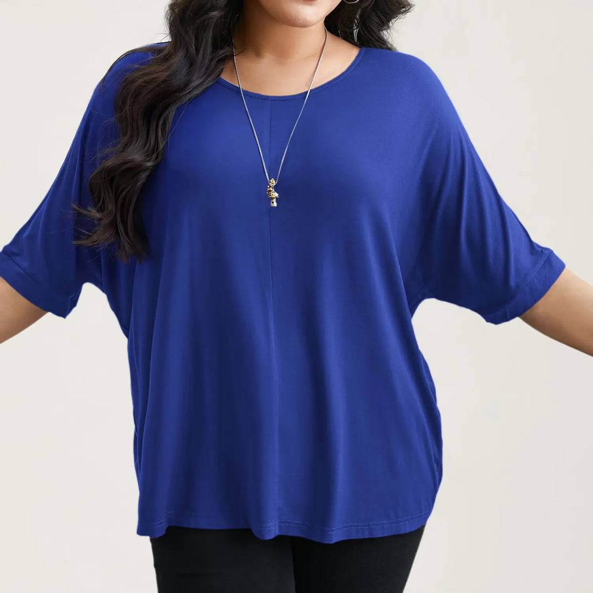 BLOOMCHIC Women's Plus Size Minimalist T-Shirts,  Garment Trendy Tops Casual Loose-Fit High-Stretch Sleeves Supersoft Round Neck Plain Style [M-6X] 2026 Summer Vibes Basic Tshirt Swimweek,summeroutfits,Summer wins,Deals for you days,