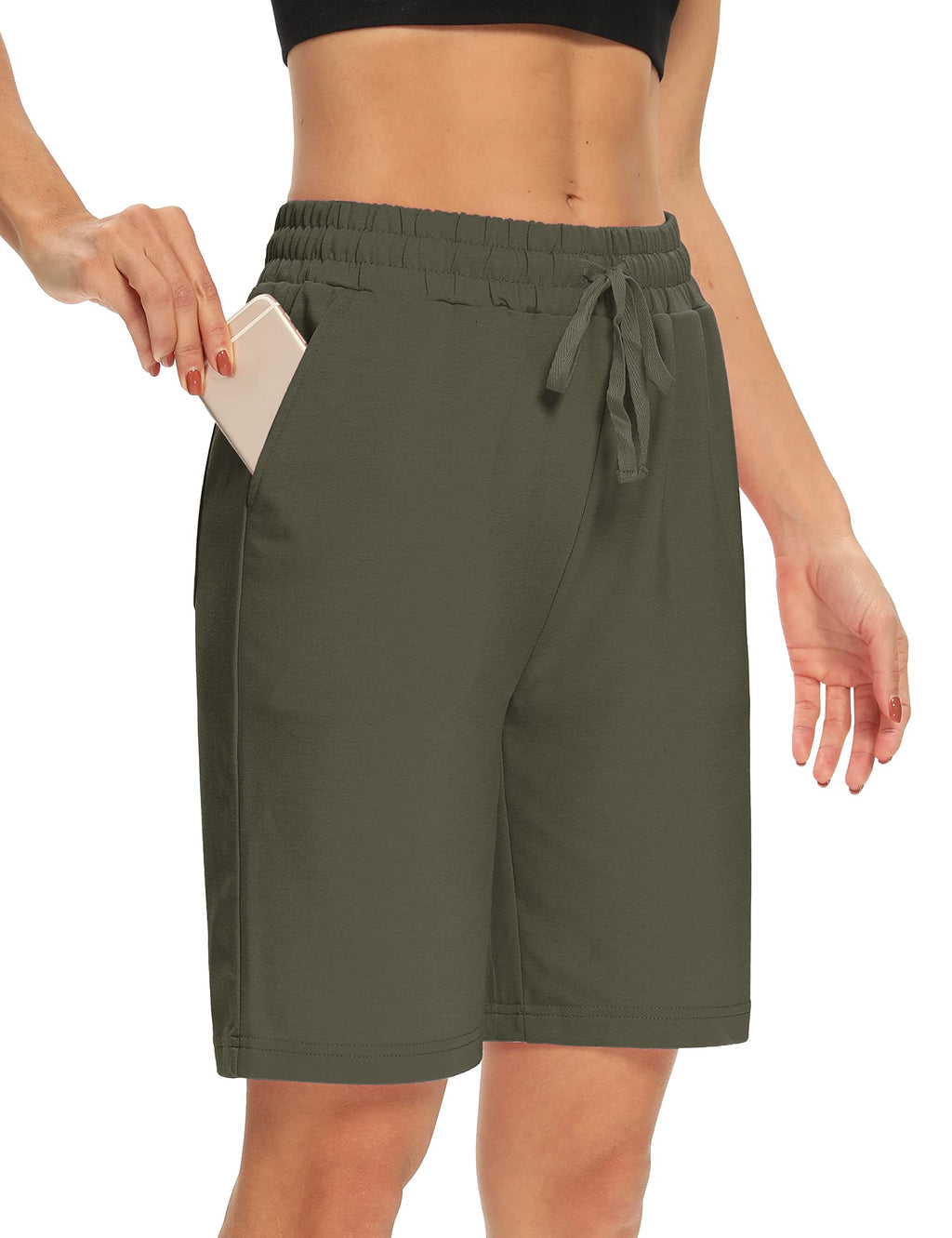 DIBAOLONG Womens Yoga Shorts Loose Drawstring Bermuda Shorts with Pockets | Elastic Waist, Comfy Lounge Fit, 3 Pockets
