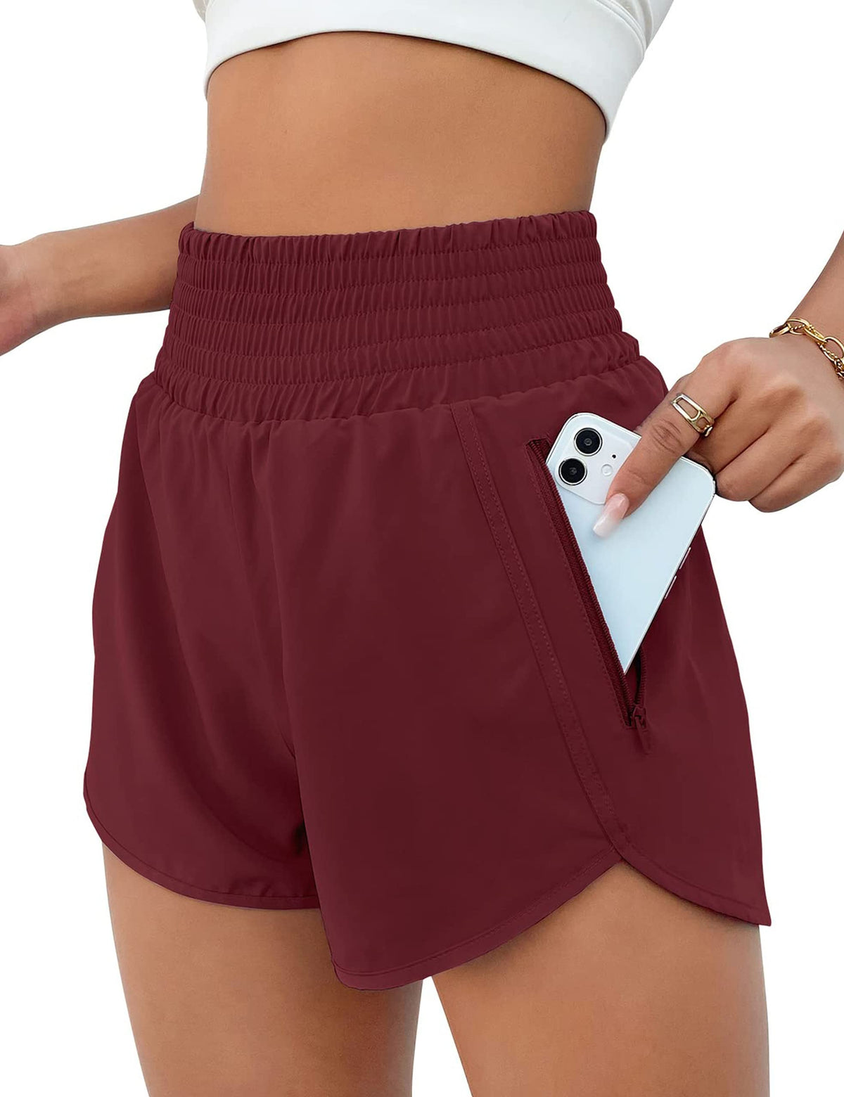 BMJL Women's Athletic Shorts High Waisted Running Short Pocket 2.5" Sporty Shorts Gym Workout Shorts