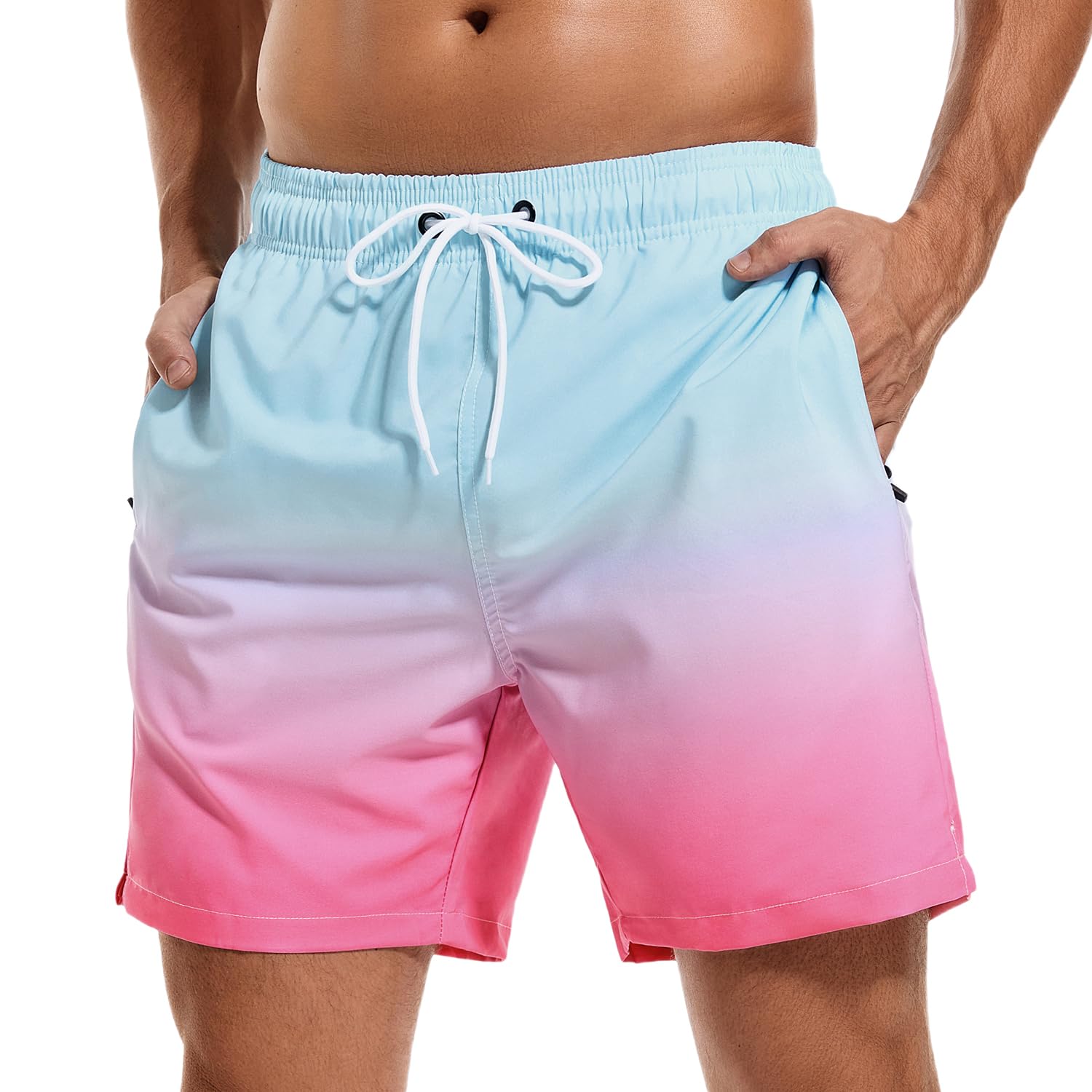 SILKWORLD Men's Swim Trunks Quick Dry Beach Shorts with Pockets | mesh lining, dry fast, adjustable waist, side pockets, comfort,well made,swimming,beach shorts, water sports,vacation trips
