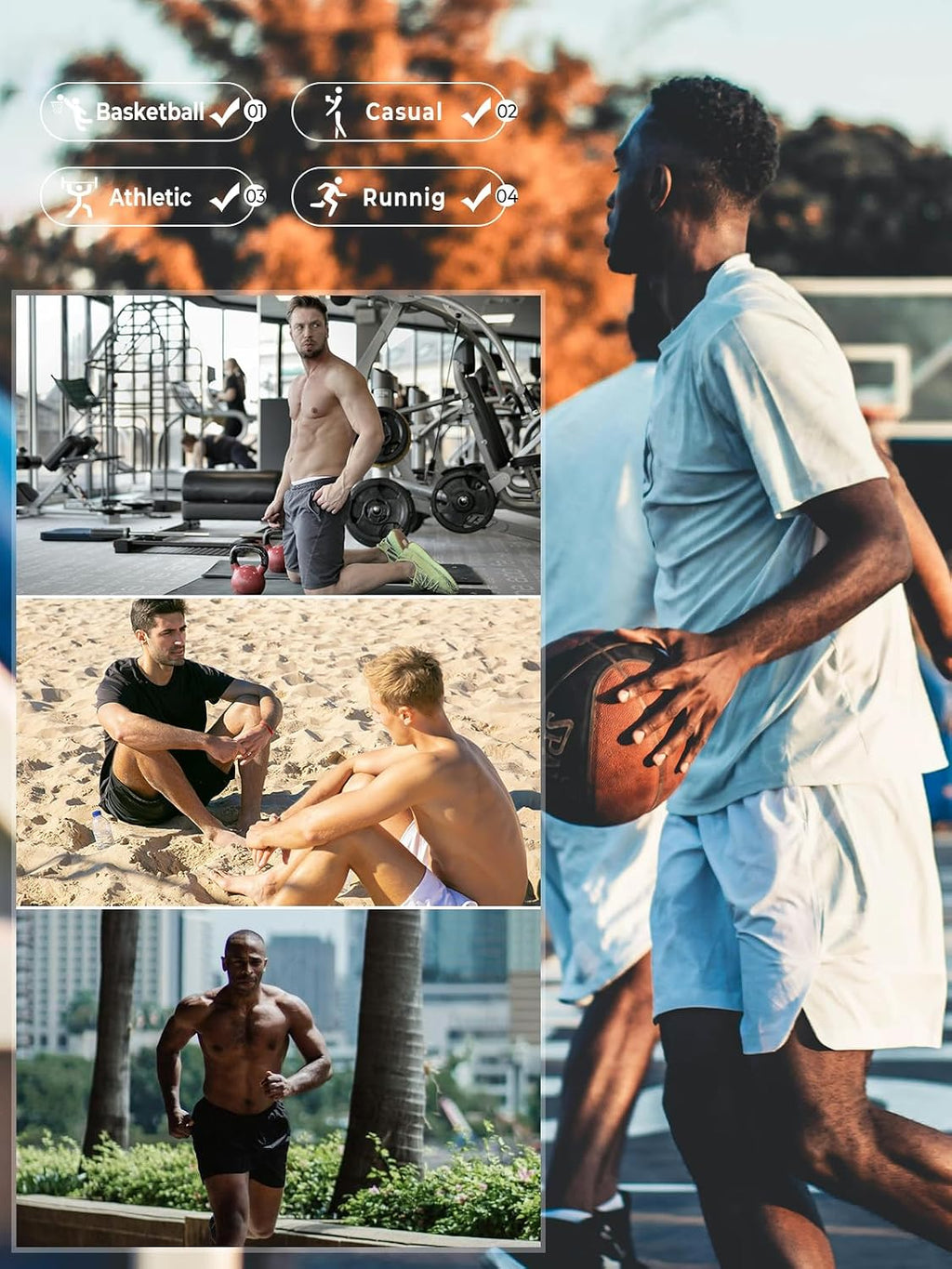 NORTHYARD Men's Athletic Running Shorts Gym Workout 7"/9"/5" Quick Dry Lightweight Sports Basketball Tennis 3 Zipper Pockets