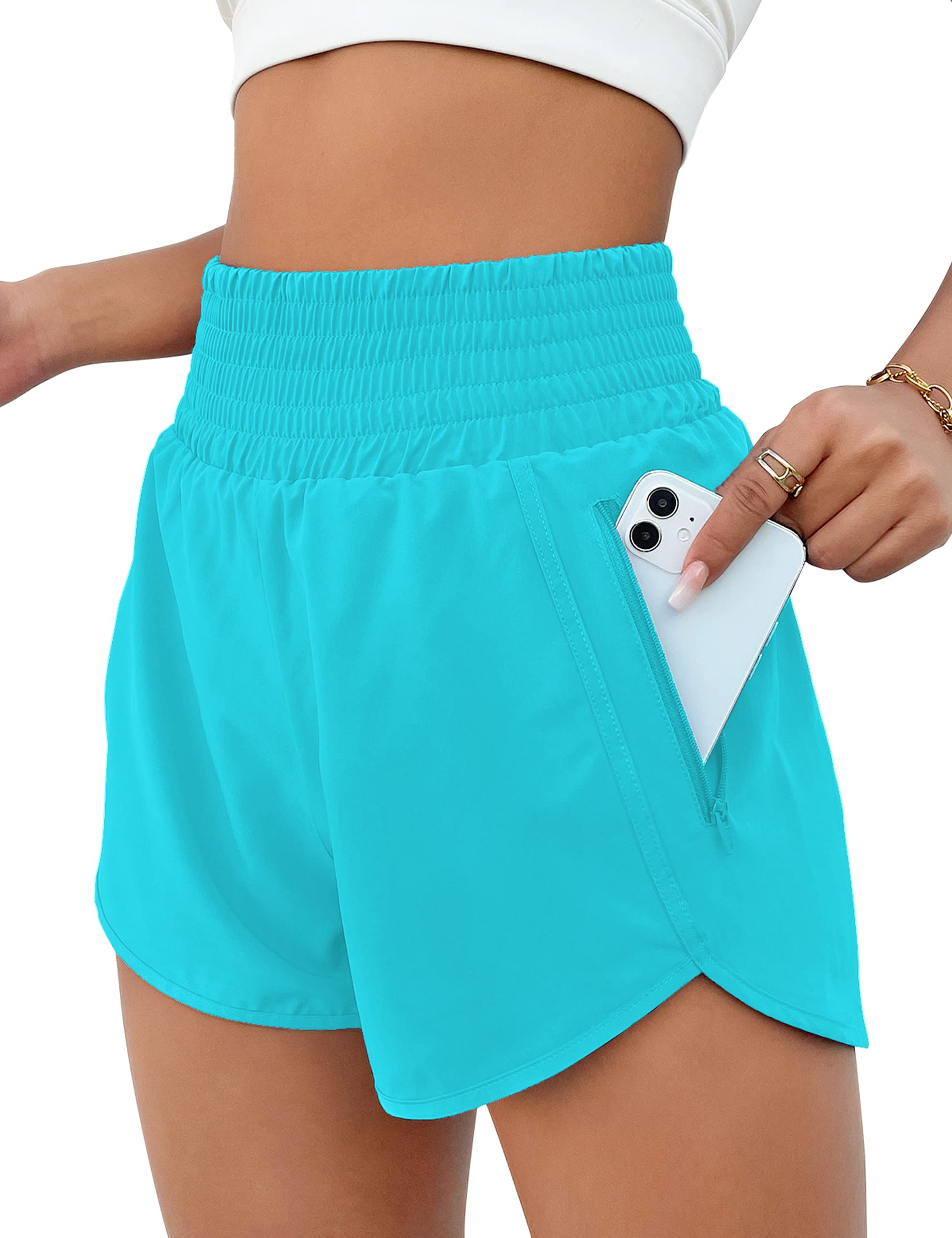 BMJL Women's Athletic Shorts High Waisted Running Short Pocket 2.5" Sporty Shorts Gym Workout Shorts