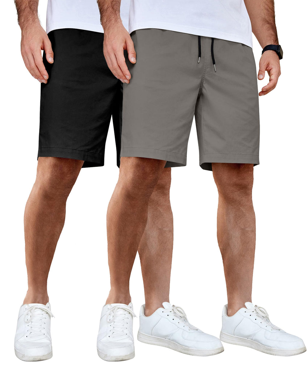 COOFANDY Men's Casual Shorts Cotton Elastic Waist Drawstring Shorts Lightweight Summer Beach Shorts