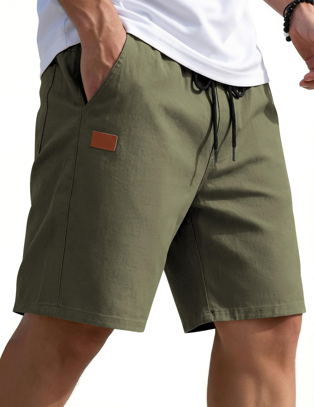 COOFANDY Mens Casual Shorts 9" Chino Cotton Shorts Summer Beach Drawstring Shorts with Pockets