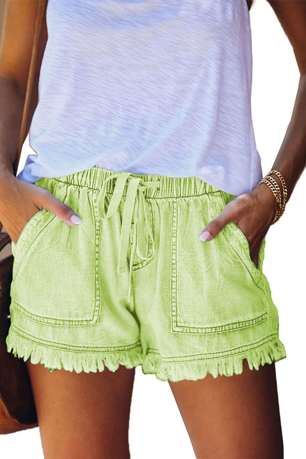 YOCUR Womens Lightweight Shorts Casual Baggy Trendy Hot Pants Elastic Waist Drawstring Comfy Shorts