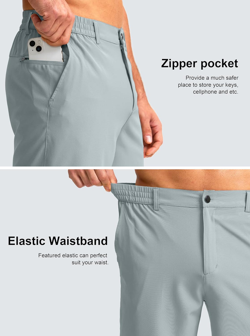 G Gradual Men's Casual Shorts 7" Lightweight Golf Shorts for Men Stretch with 3 Pockets Quick Dry Breathable Work Shorts