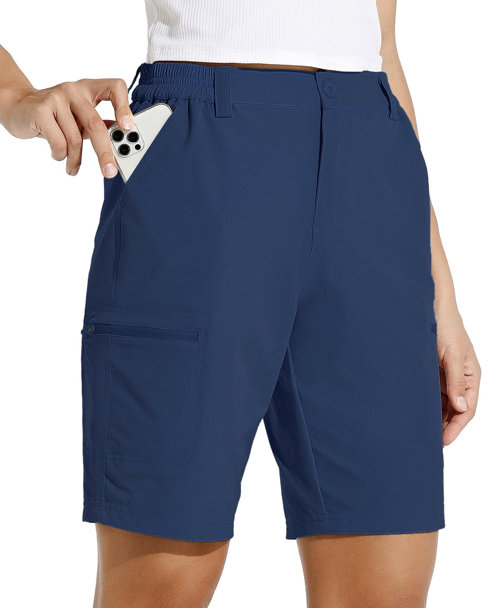 Willit Women's 10" Hiking Cargo Shorts Stretch Golf Active Long Quick Dry Outdoor Summer Shorts