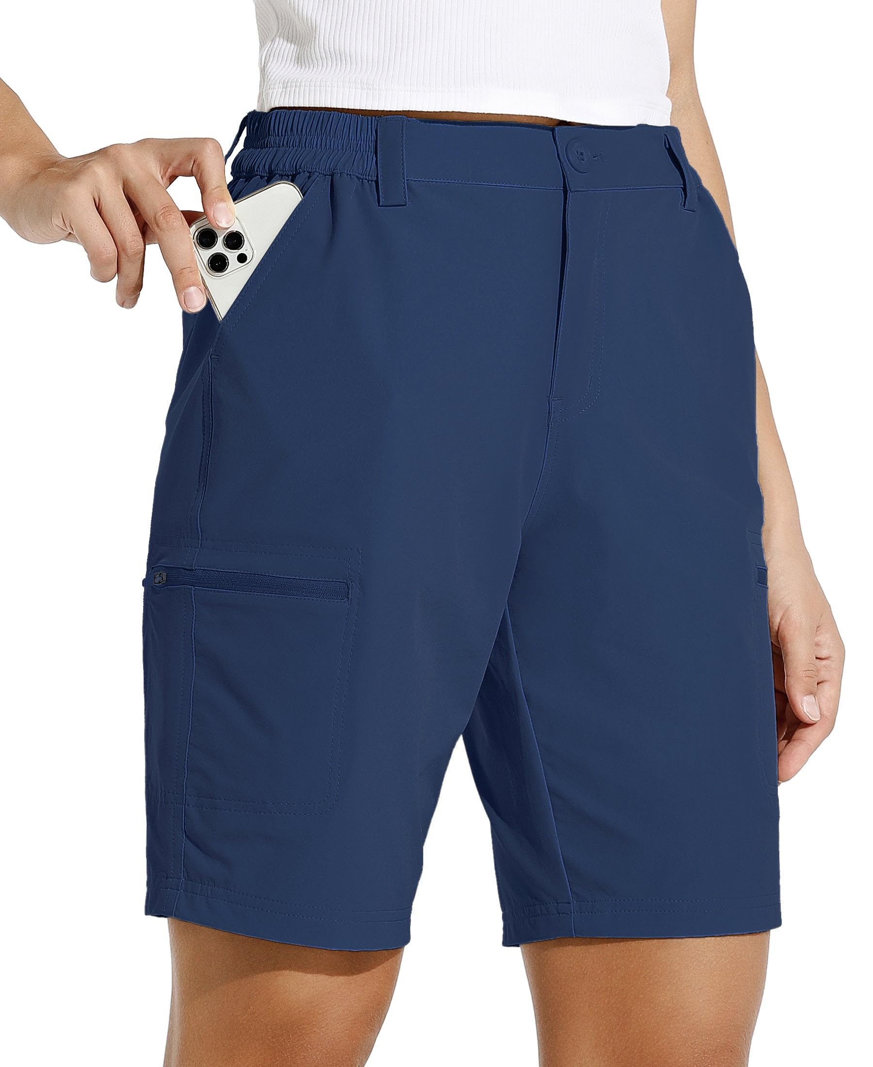Willit Women's 10" Hiking Cargo Shorts Stretch Golf Active Long Quick Dry Outdoor Summer Shorts