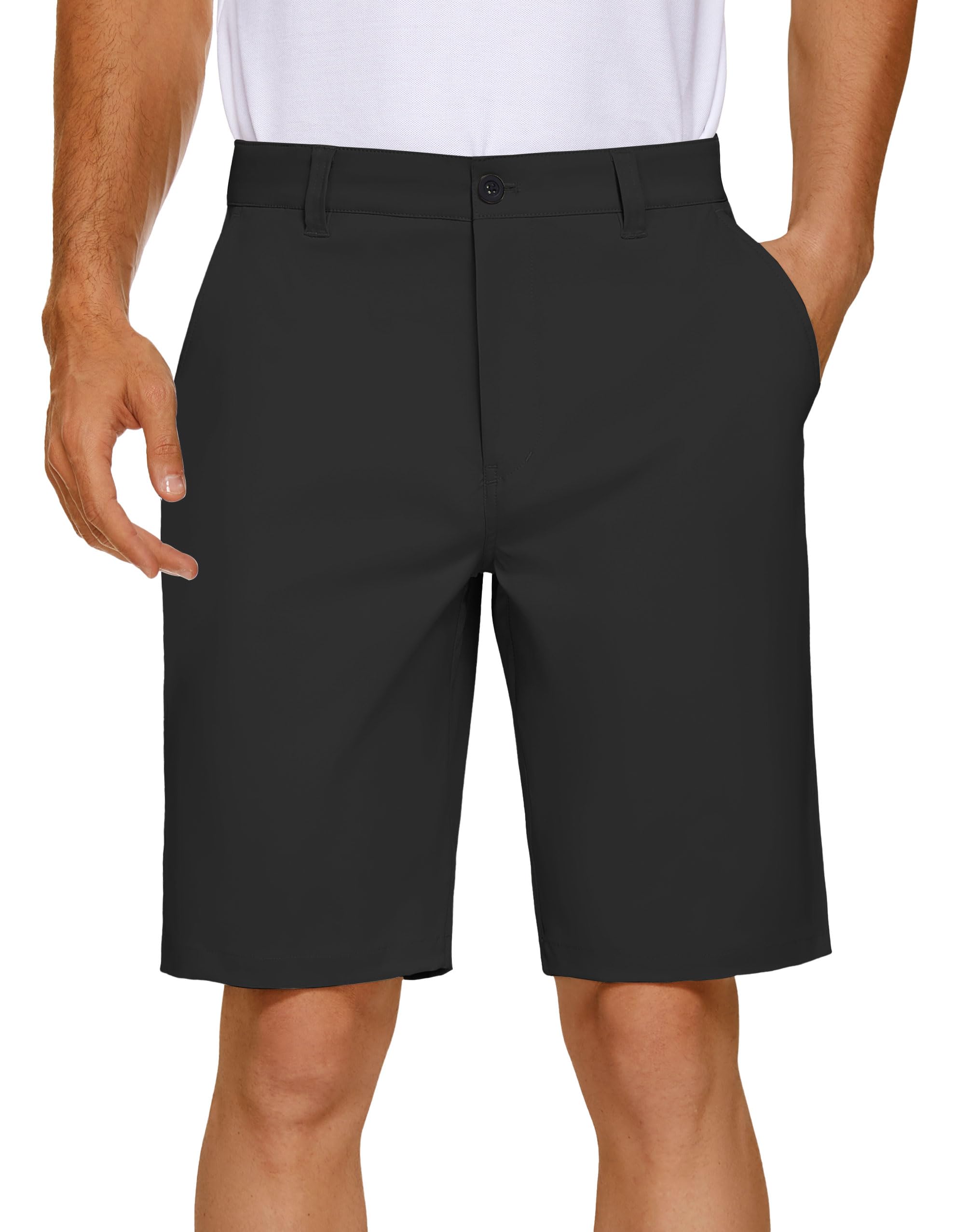 PULI Men's Golf Dress Shorts Flat Front Hybrid 7 Inch Lightweight Quick Dry Chino Casual with Pockets