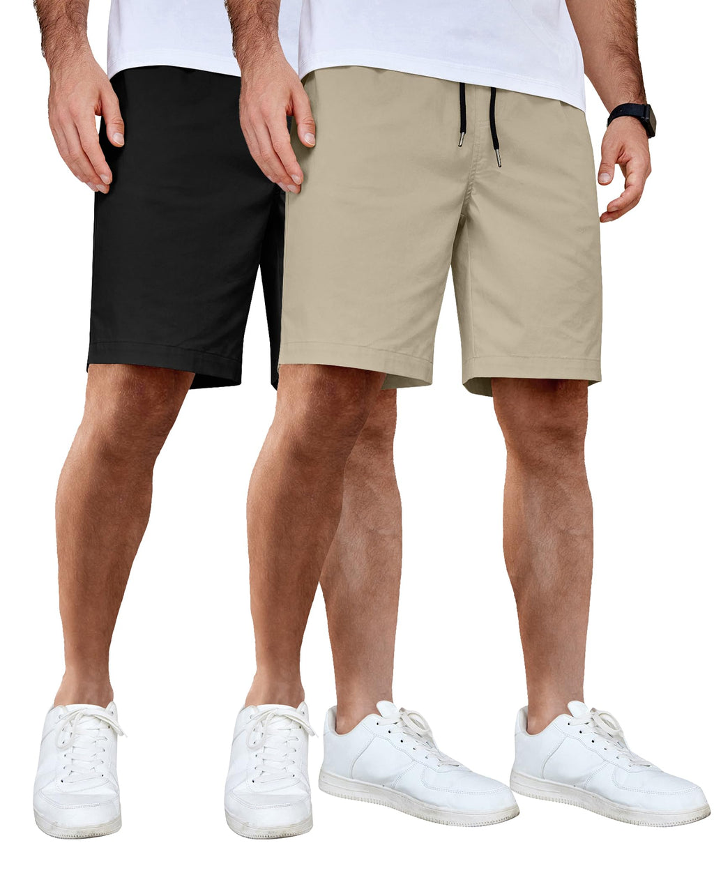 COOFANDY Men's Casual Shorts Cotton Elastic Waist Drawstring Shorts Lightweight Summer Beach Shorts