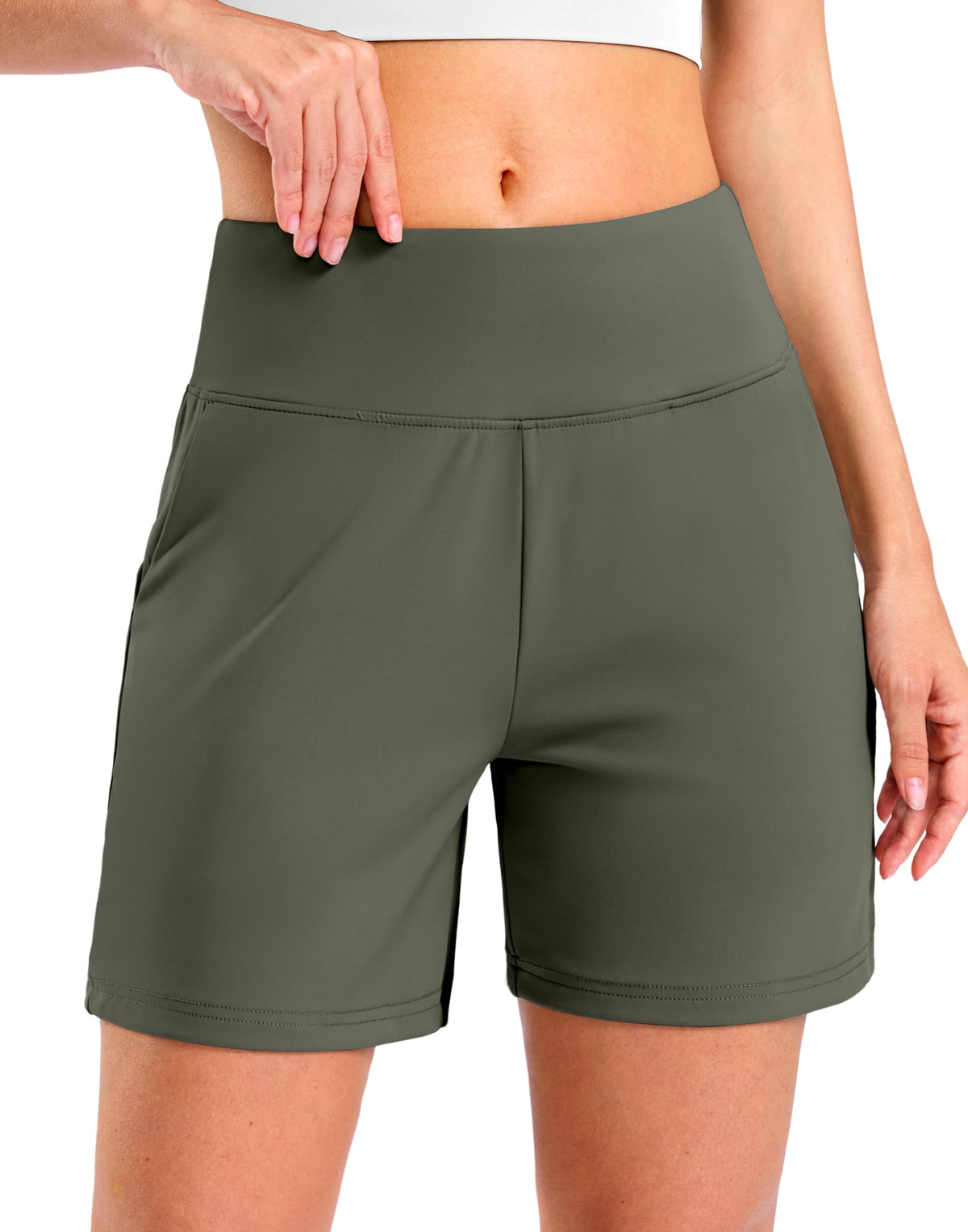 G Gradual Women's Bermuda Long Shorts with Pockets 9"/7"/5" High Waisted Shorts for Women Walking Athletic Workout