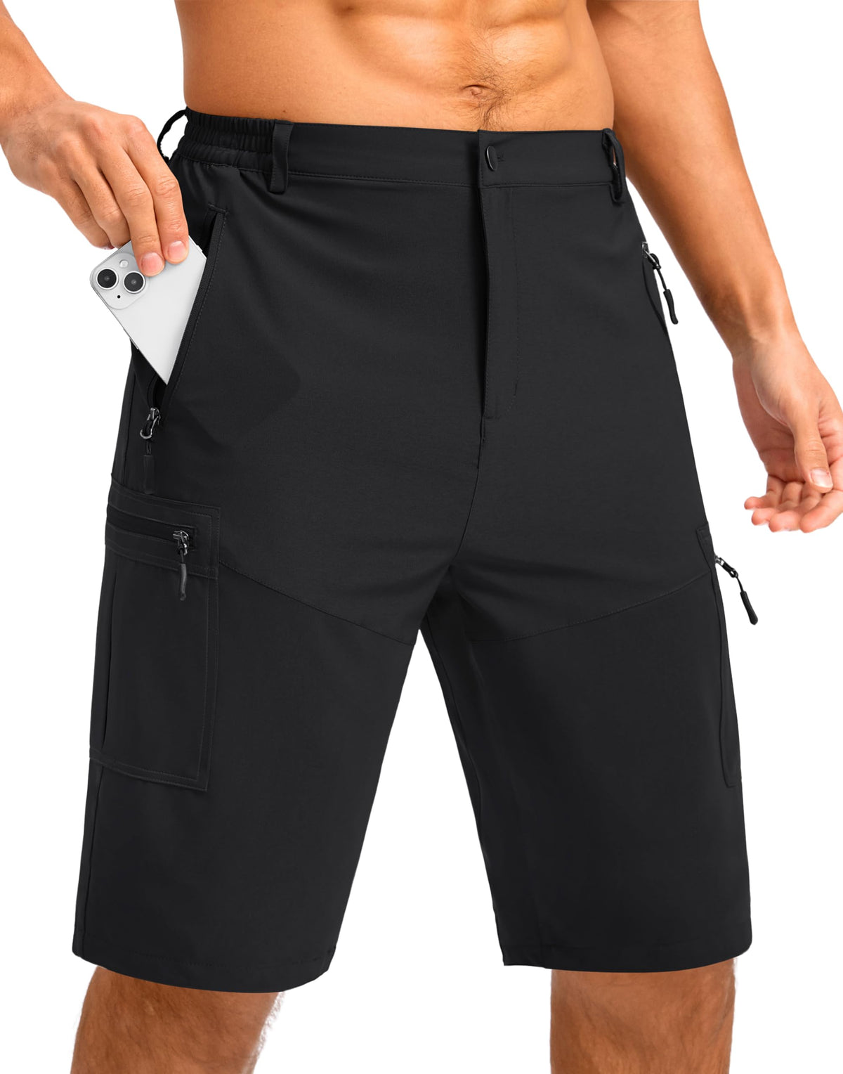 Pudolla Men's Hiking Cargo Shorts 9"/7"/11" Lightweight Outdoor Shorts for Men Trip Golf Camping Casual with 5 Zipper Pockets