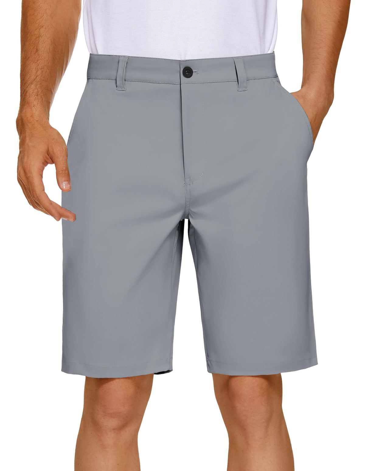 PULI Men's Golf Dress Shorts Flat Front Hybrid 7 Inch Lightweight Quick Dry Chino Casual with Pockets