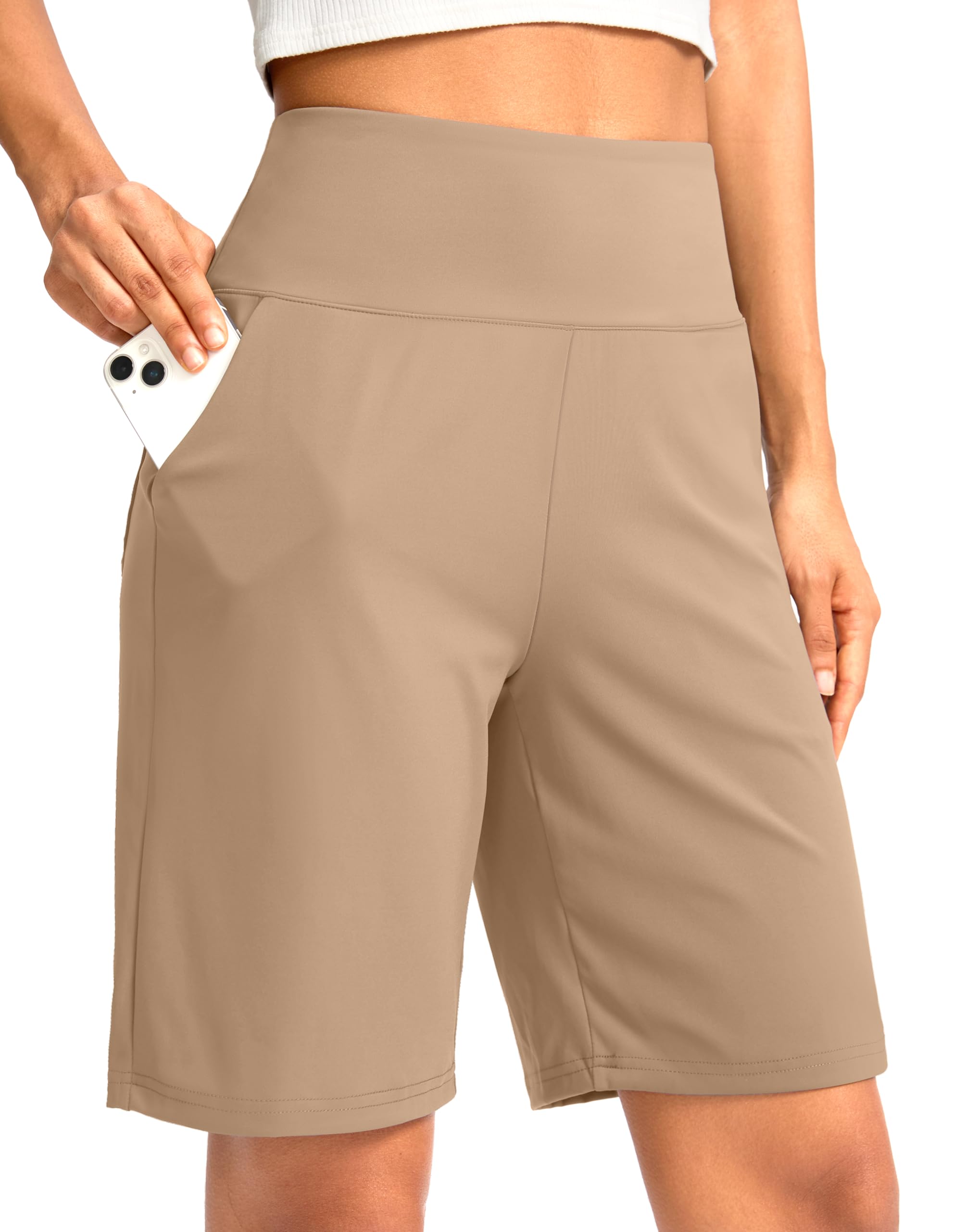 G Gradual Women's Bermuda Long Shorts with Pockets 9"/7"/5" High Waisted Shorts for Women Walking Athletic Workout