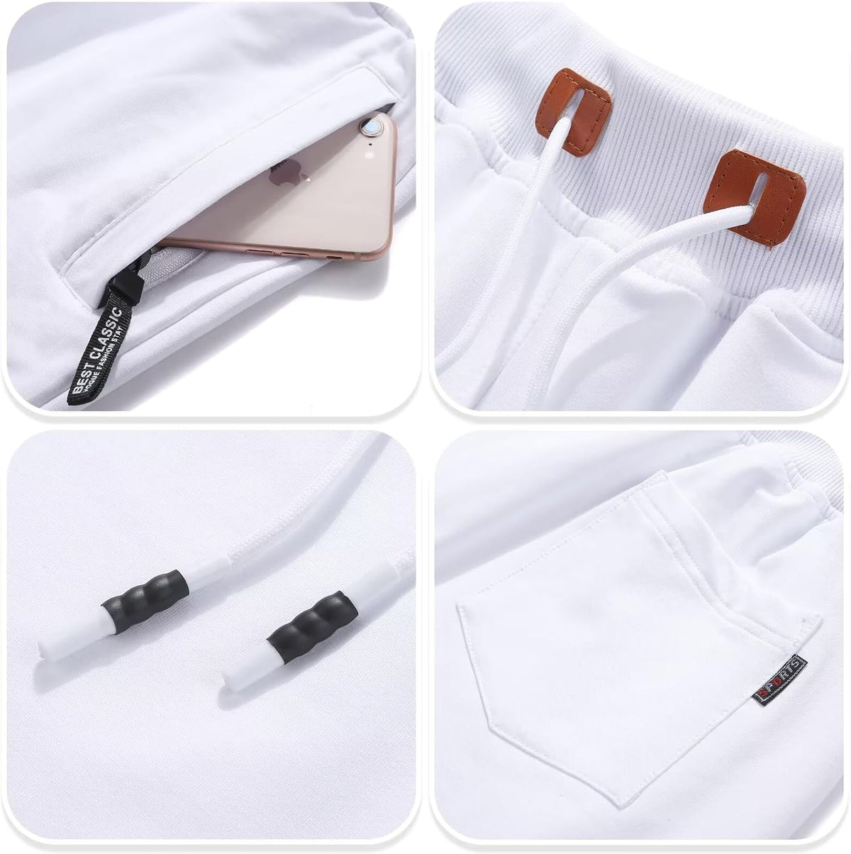 QPNGRP Mens Shorts Casual Drawstring Zipper Pockets Elastic Waist