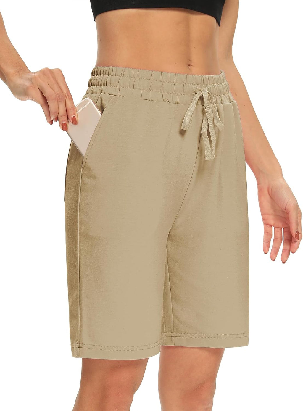DIBAOLONG Womens Yoga Shorts Loose Drawstring Bermuda Shorts with Pockets | Elastic Waist, Comfy Lounge Fit, 3 Pockets