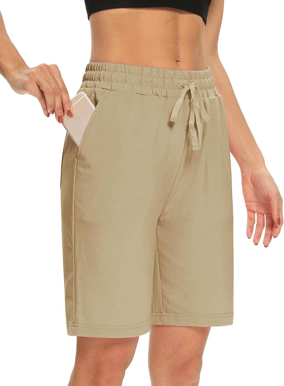 DIBAOLONG Womens Yoga Shorts Loose Drawstring Bermuda Shorts with Pockets | Elastic Waist, Comfy Lounge Fit, 3 Pockets