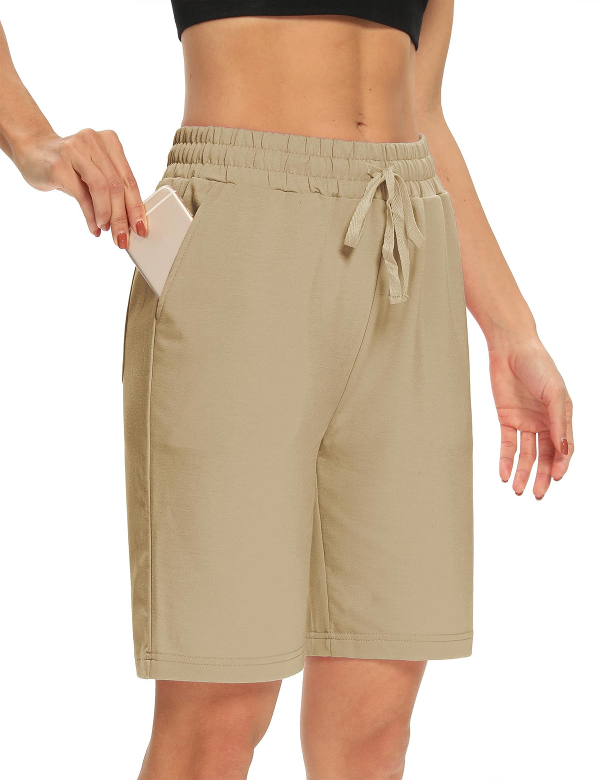 DIBAOLONG Womens Yoga Shorts Loose Drawstring Bermuda Shorts with Pockets | Elastic Waist, Comfy Lounge Fit, 3 Pockets
