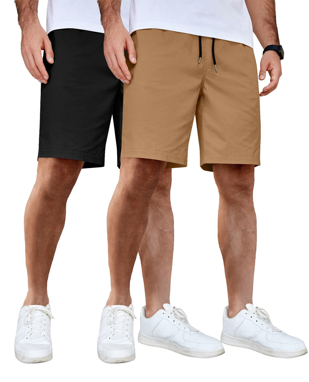 COOFANDY Men's Casual Shorts Cotton Elastic Waist Drawstring Shorts Lightweight Summer Beach Shorts