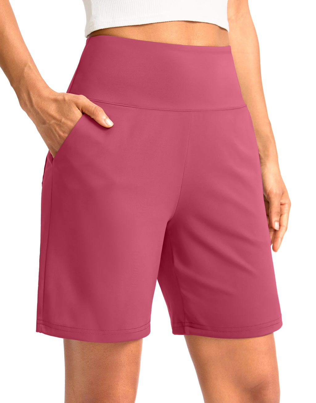 G Gradual Women's Bermuda Long Shorts with Pockets 9"/7"/5" High Waisted Shorts for Women Walking Athletic Workout