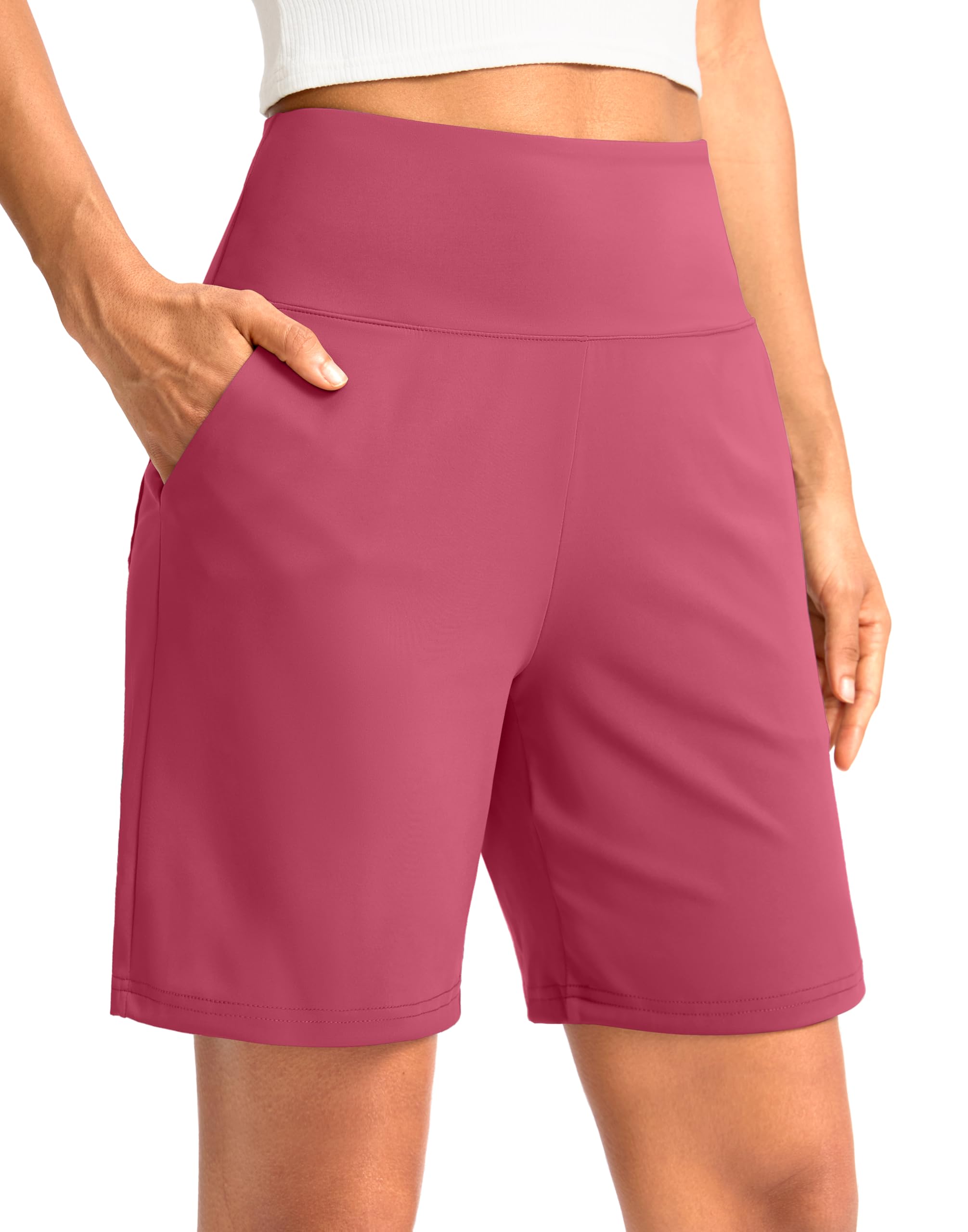 G Gradual Women's Bermuda Long Shorts with Pockets 9"/7"/5" High Waisted Shorts for Women Walking Athletic Workout
