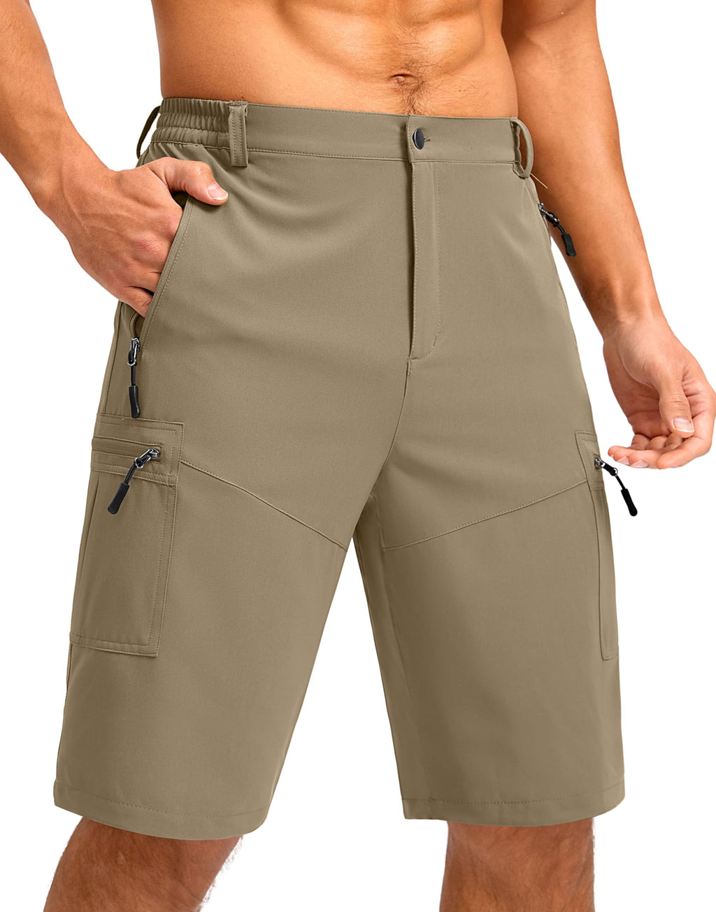 Pudolla Men's Hiking Cargo Shorts 9"/7"/11" Lightweight Outdoor Shorts for Men Trip Golf Camping Casual with 5 Zipper Pockets