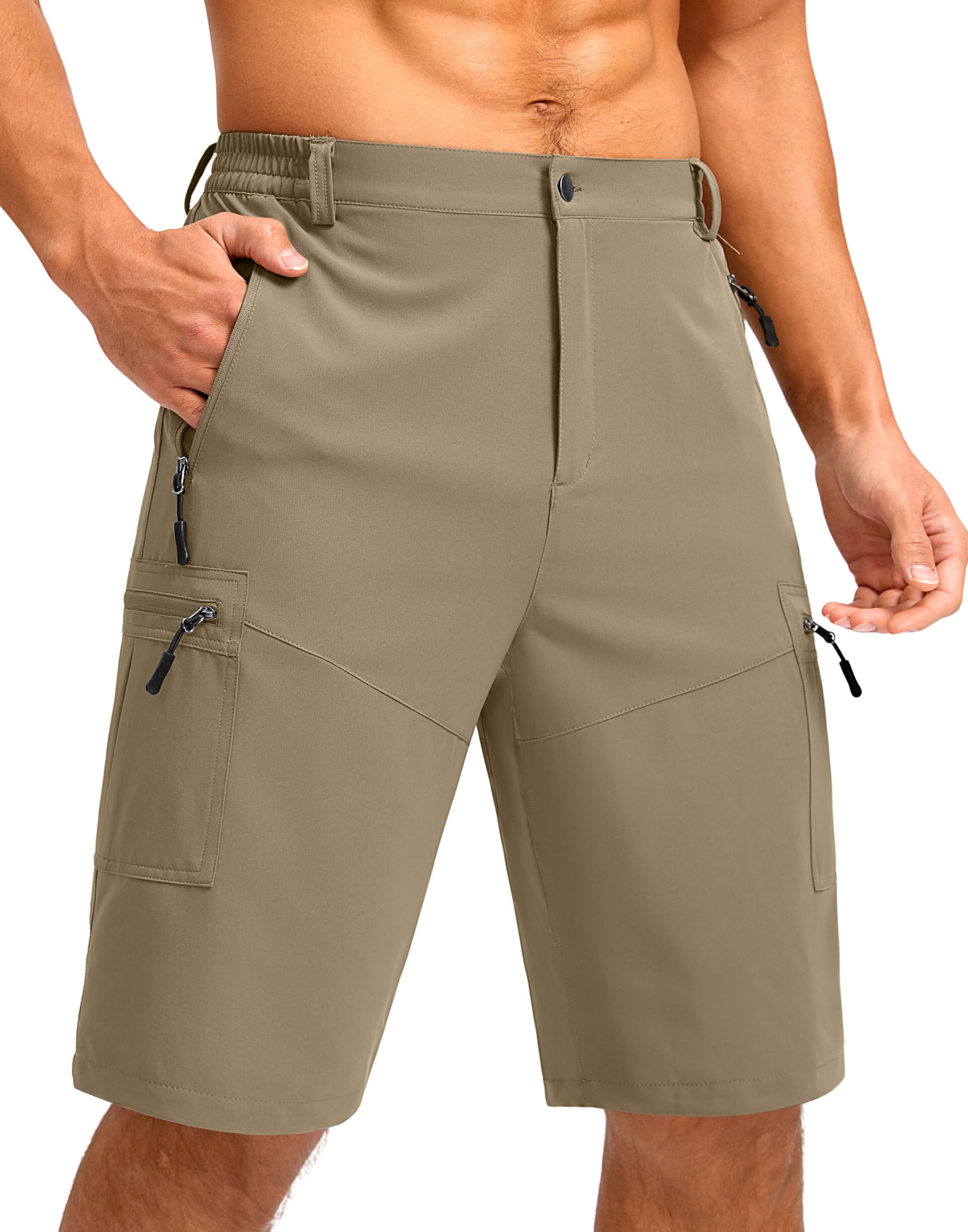Pudolla Men's Hiking Cargo Shorts 9"/7"/11" Lightweight Outdoor Shorts for Men Trip Golf Camping Casual with 5 Zipper Pockets