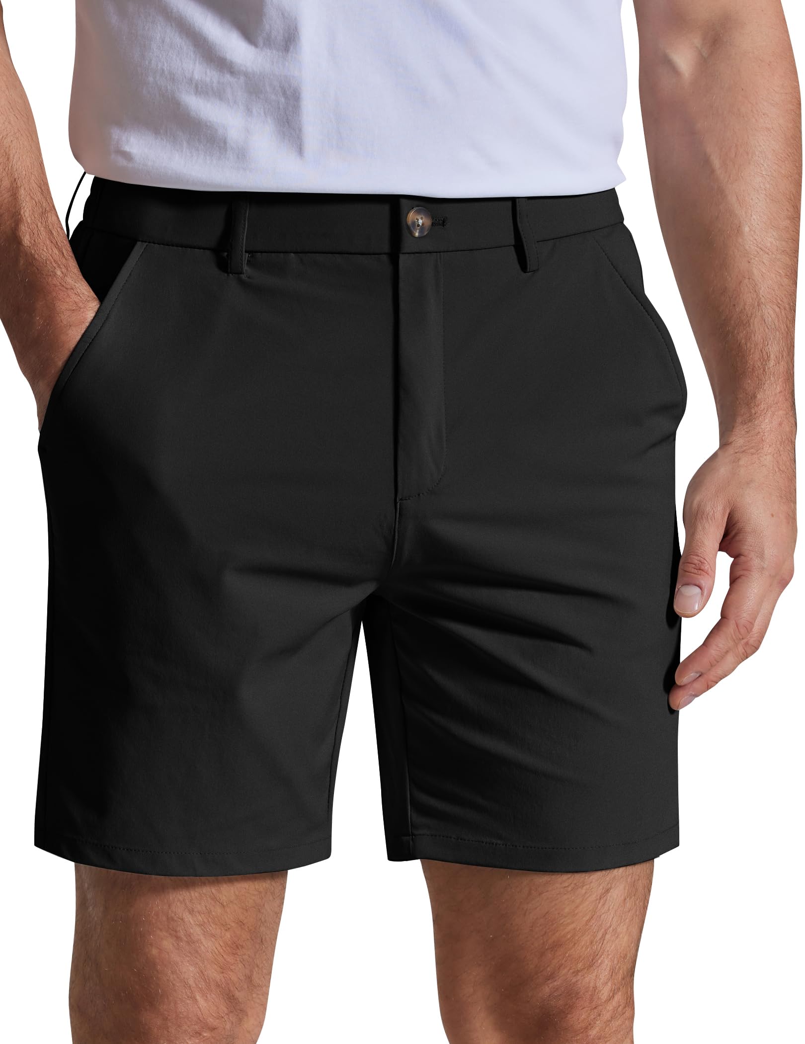 COOFANDY Men's Casual Shorts 7" Stretch Golf Shorts with 4 Pockets Quick Dry Lightweight Shorts Dress for Hiking Work