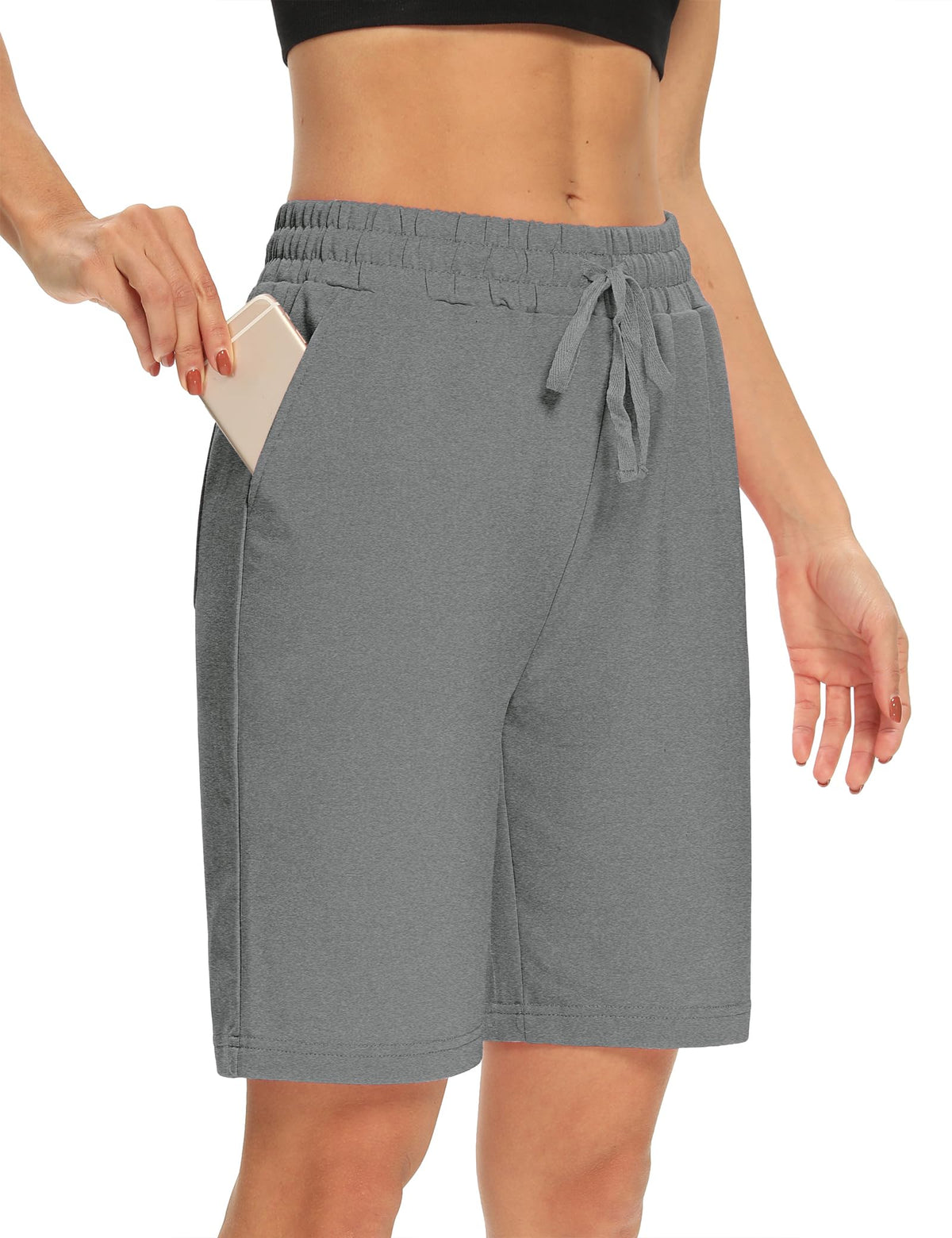 DIBAOLONG Womens Yoga Shorts Loose Drawstring Bermuda Shorts with Pockets | Elastic Waist, Comfy Lounge Fit, 3 Pockets