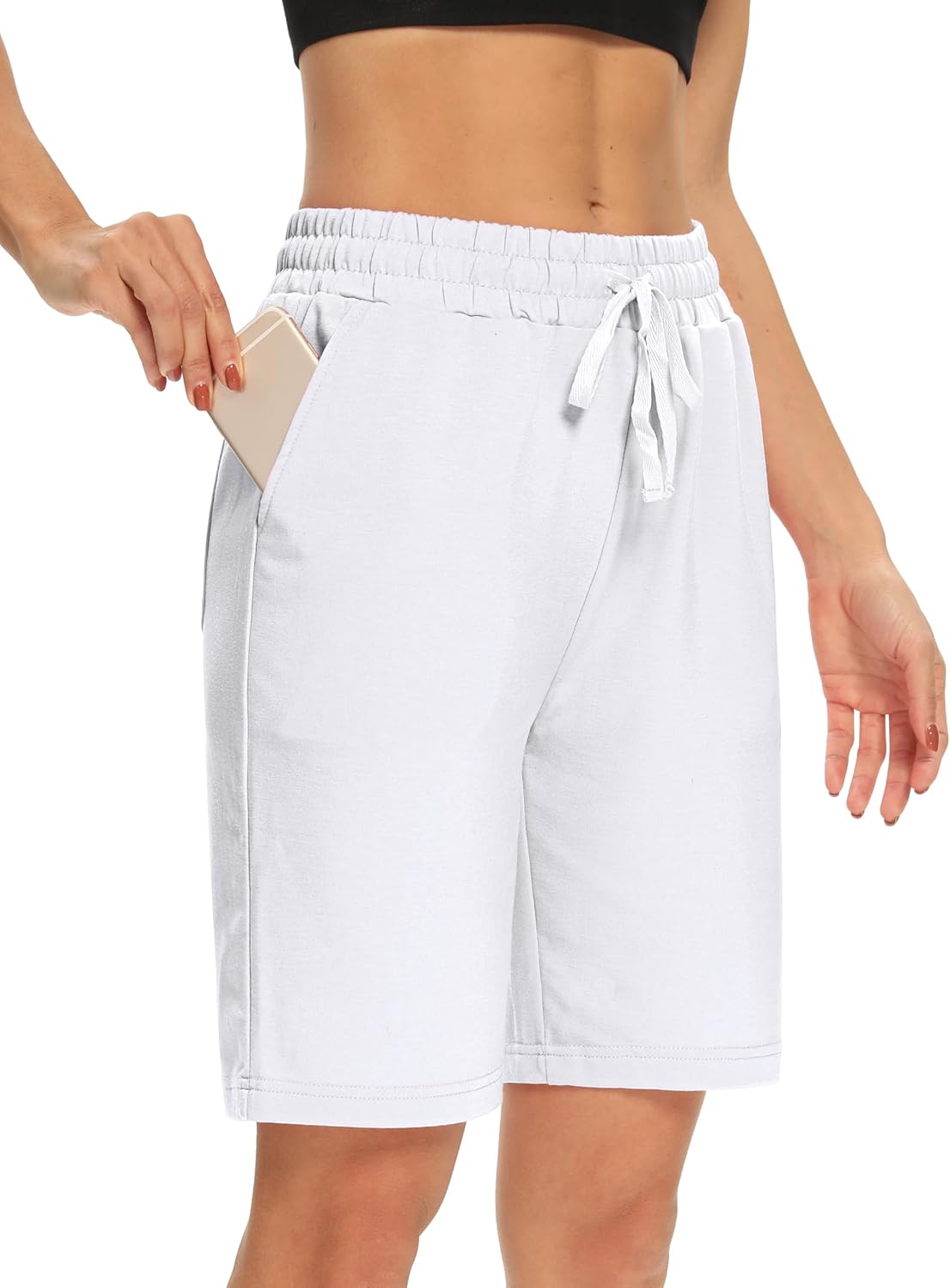 DIBAOLONG Womens Yoga Shorts Loose Drawstring Bermuda Shorts with Pockets | Elastic Waist, Comfy Lounge Fit, 3 Pockets