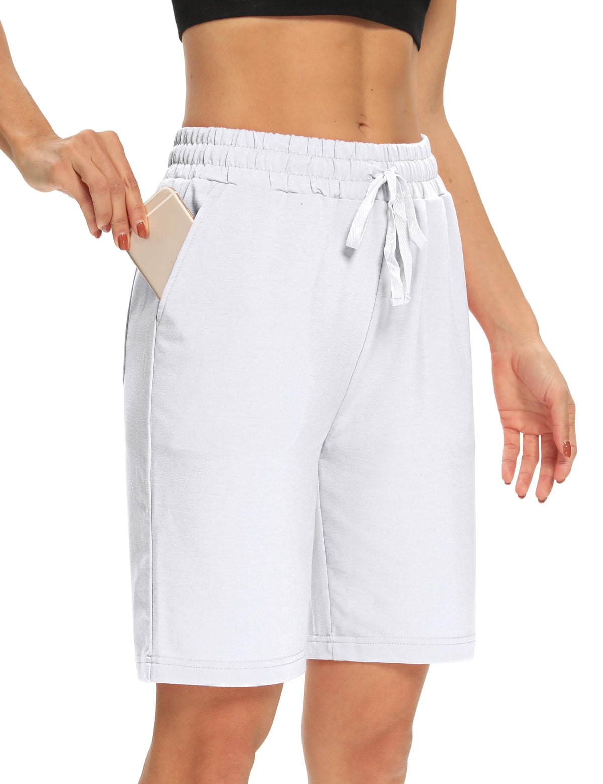 DIBAOLONG Womens Yoga Shorts Loose Drawstring Bermuda Shorts with Pockets | Elastic Waist, Comfy Lounge Fit, 3 Pockets