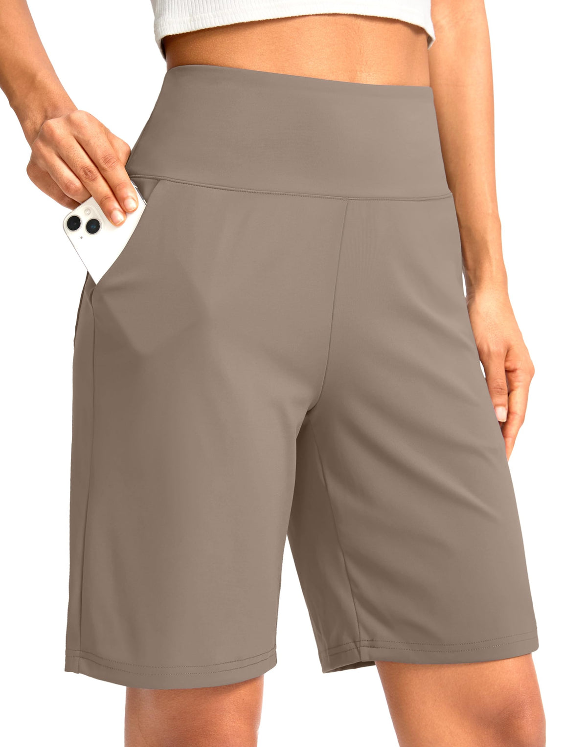 G Gradual Women's Bermuda Long Shorts with Pockets 9"/7"/5" High Waisted Shorts for Women Walking Athletic Workout