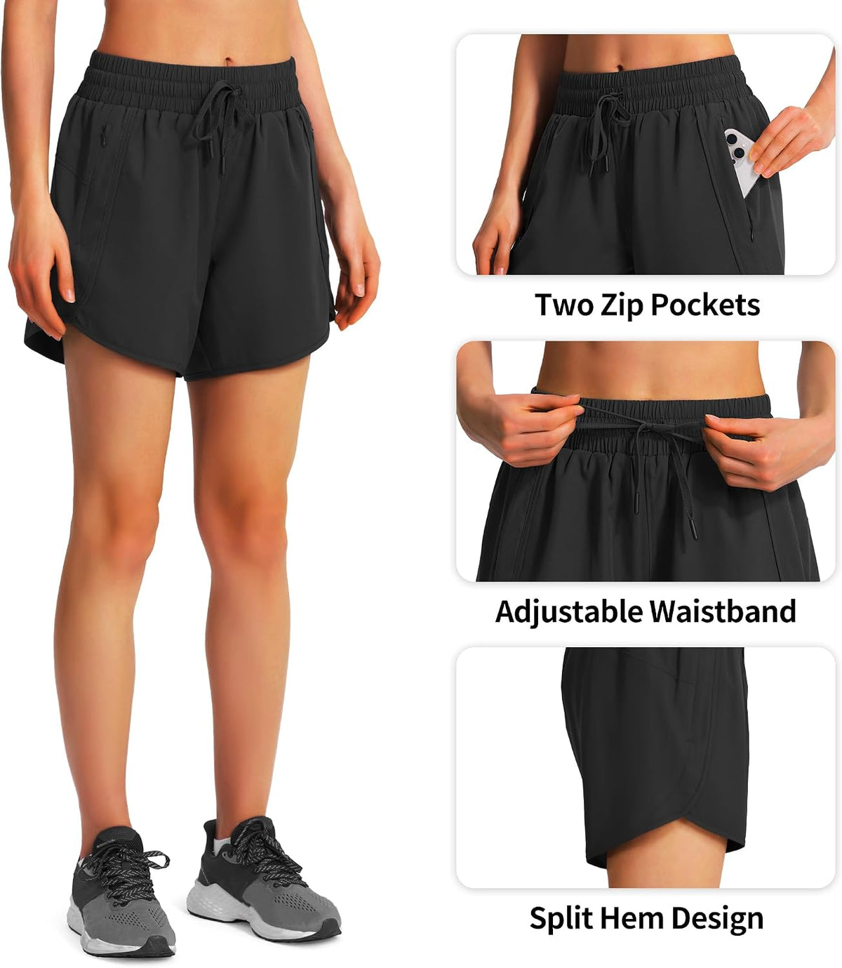 Ksmien Women's 5"/ 7" Athletic Running Shorts Quick Dry Lightweight Workout Gym Shorts with Zipper Pockets UPF 50+