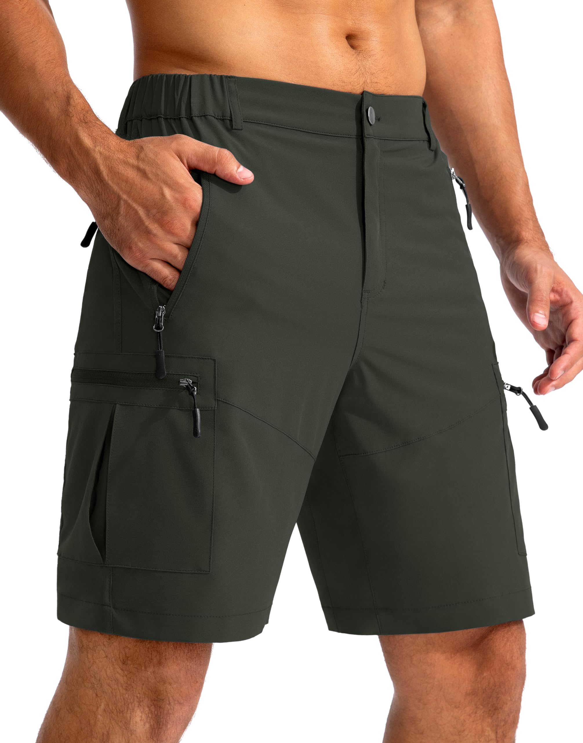 Pudolla Men's Hiking Cargo Shorts 9"/7"/11" Lightweight Outdoor Shorts for Men Trip Golf Camping Casual with 5 Zipper Pockets