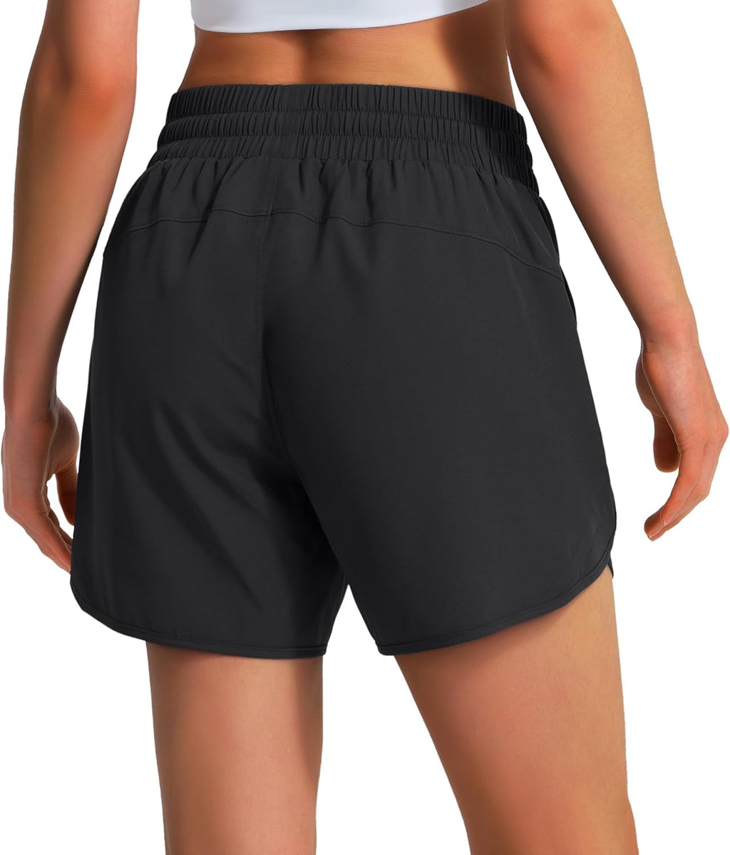 Ksmien Women's 5"/ 7" Athletic Running Shorts Quick Dry Lightweight Workout Gym Shorts with Zipper Pockets UPF 50+