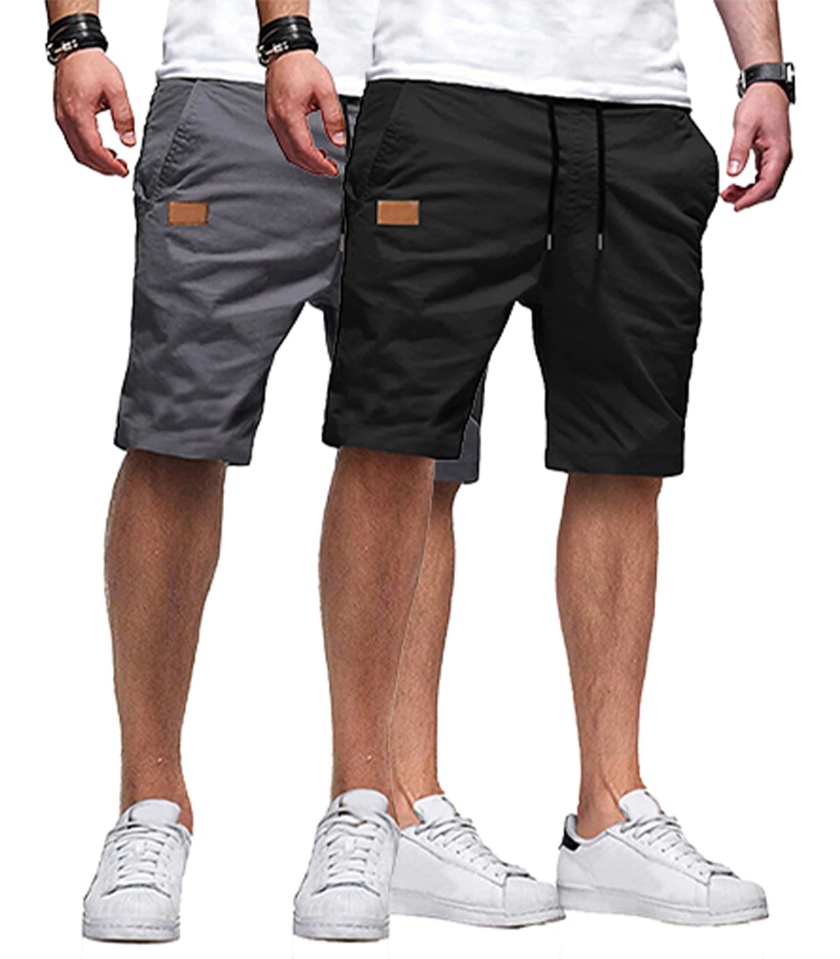 JMIERR Mens Cotton Stretch Shorts Casual Drawstring Twill Chino Shorts | Drawstring Waist, Phone Pockets, Golf, Summer Beach Cruise Outfits, Machine Wash
