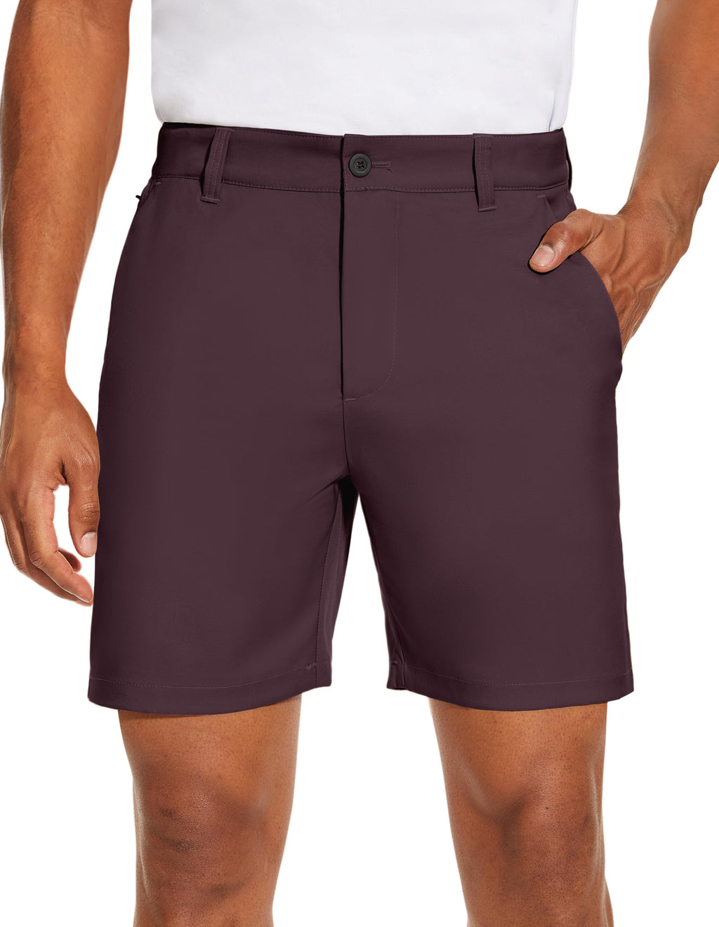 PULI Men's Golf Dress Shorts Flat Front Hybrid 7 Inch Lightweight Quick Dry Chino Casual with Pockets