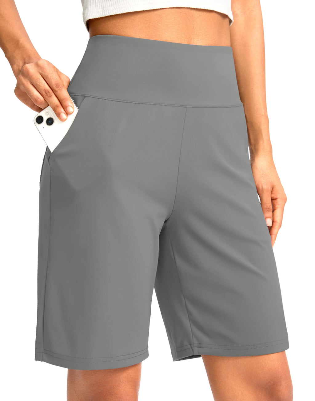 G Gradual Women's Bermuda Long Shorts with Pockets 9"/7"/5" High Waisted Shorts for Women Walking Athletic Workout