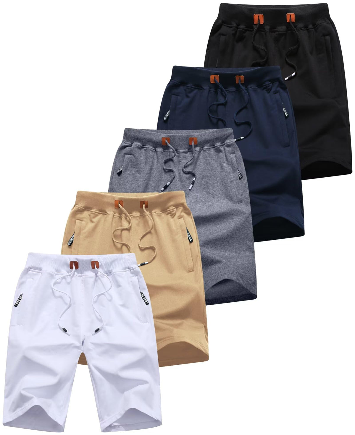 QPNGRP Mens Shorts Casual Drawstring Zipper Pockets Elastic Waist