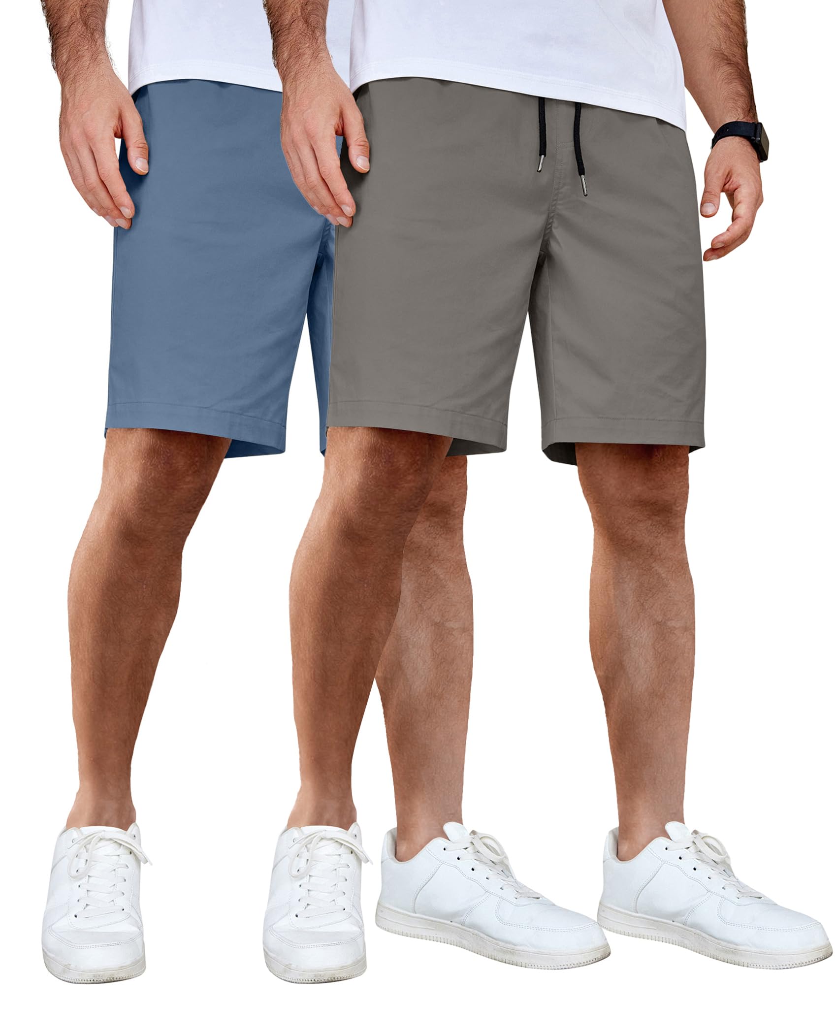 COOFANDY Men's Casual Shorts Cotton Elastic Waist Drawstring Shorts Lightweight Summer Beach Shorts
