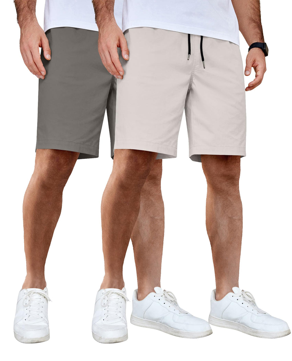 COOFANDY Men's Casual Shorts Cotton Elastic Waist Drawstring Shorts Lightweight Summer Beach Shorts