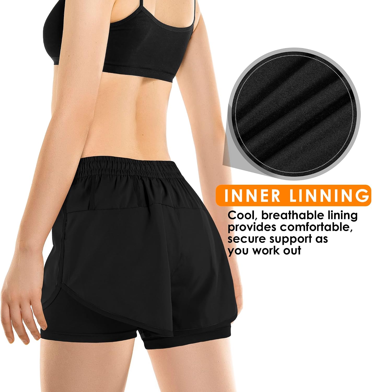 Yevrimow Women's 2 in 1 Running Shorts for Gym Yoga Workout Athletic Shorts High-Waisted Shorts with Liner Pockets